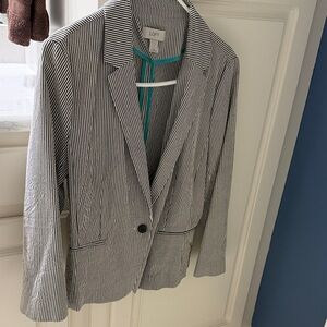 LOFT Women's Pinstripe Blazer in Black and White